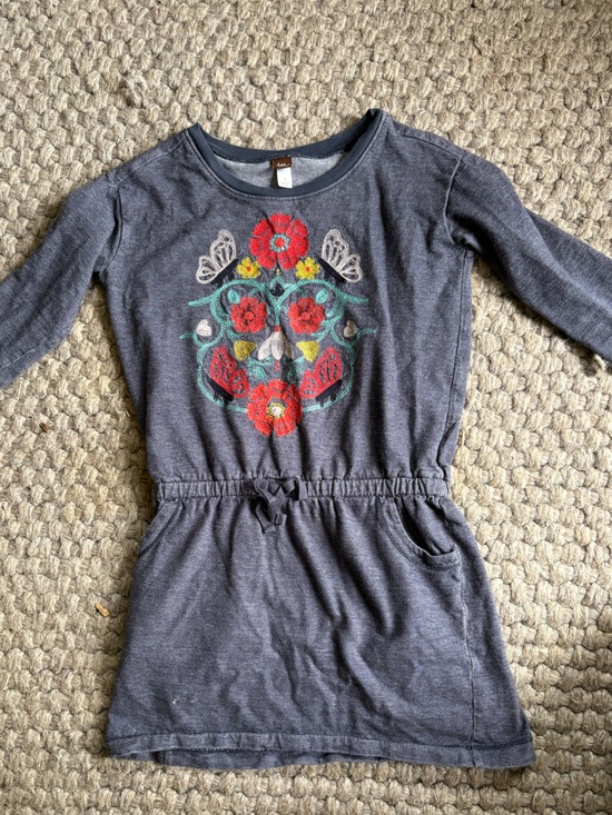 Tea Other - Girls Charcoal Gray Gathered Waist Long Sleeve Top
